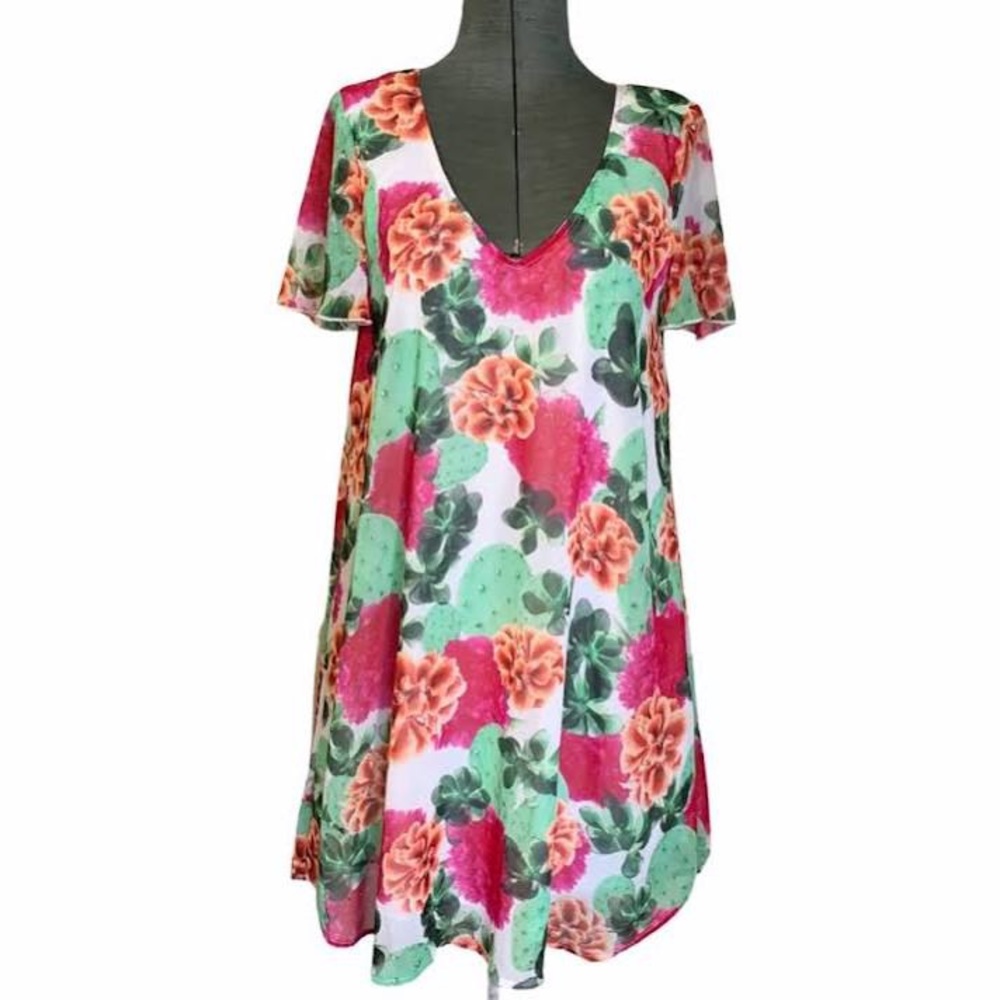 🌵 Show Me Your Mumu Cactus Print Mini Dress - Size Medium 🌸